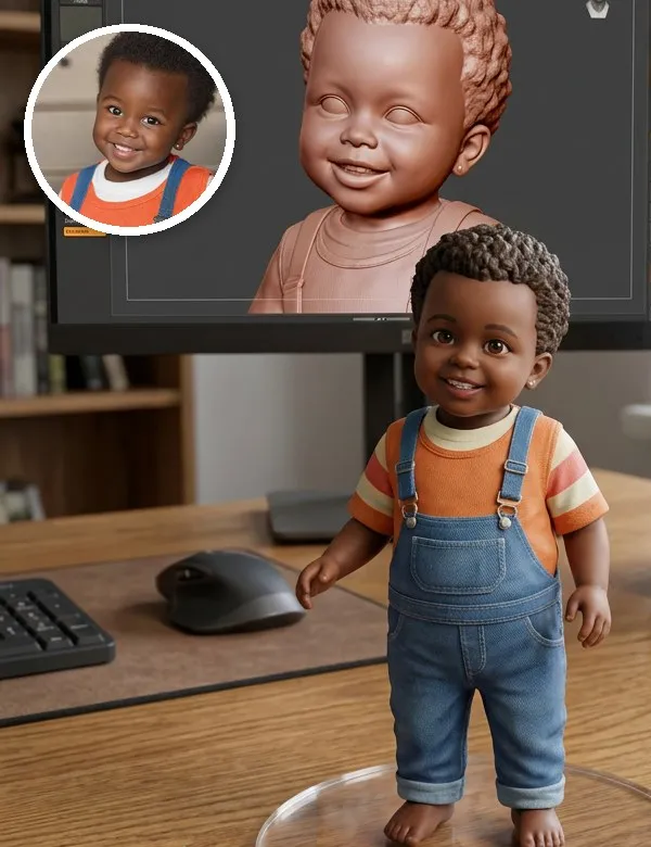 A baby in the Desk Figurine look, an example picture made with BabyWish