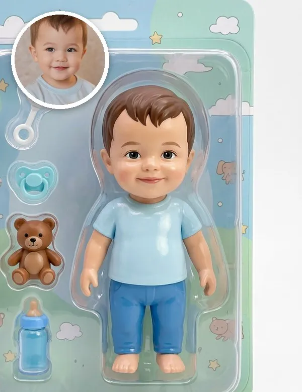 A baby in the Toy Box Figure look, an example picture made with BabyWish