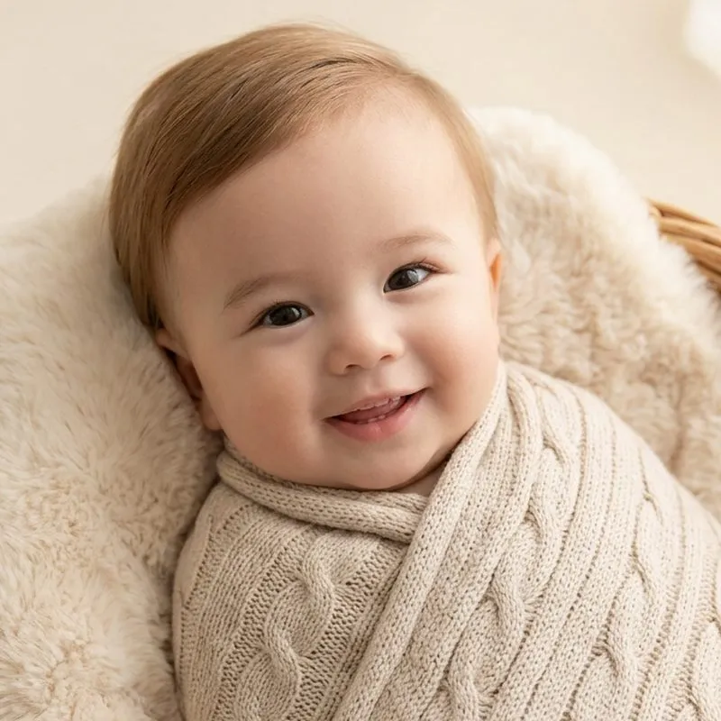The same baby in the Studio Photoshoot style, made with BabyWish