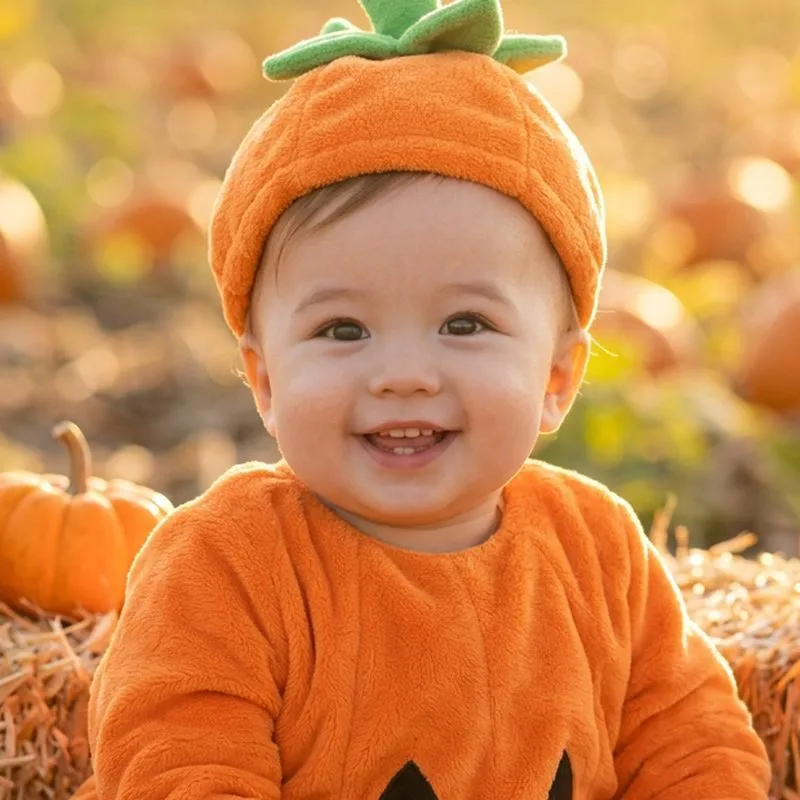 The same baby in the Pumpkin Costume style, made with BabyWish